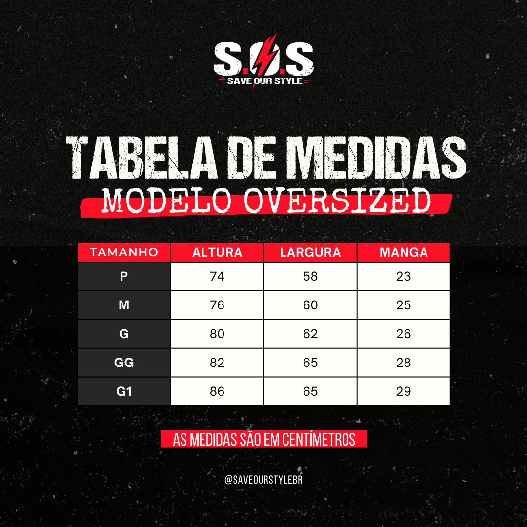 tabela de medidas overs sos